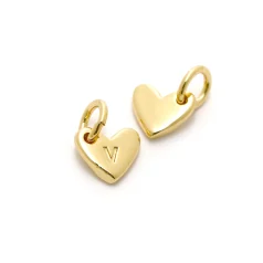 Heart Shape Lettre Charm 14 K Gold Plated V