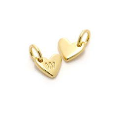 Heart Shape Lettre Charm 14 K Gold Plated W