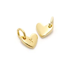 Heart Shape Lettre Charm 14 K Gold Plated X