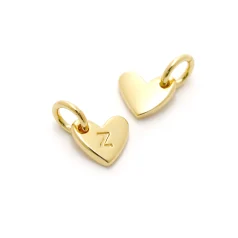 Heart Shape Lettre Charm 14 K Gold Plated Z