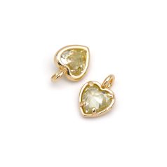 14K Gold Plated Heart Birthstone（Cubic Ziconia) Charm - August  ( Loop on the side way)