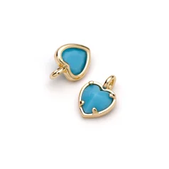 14K Gold Plated Heart Birthstone（Cubic Ziconia) Charm - December  ( Loop on the side way)
