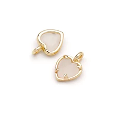 14K Gold Plated Heart Birthstone（Cubic Ziconia) Charm - June  ( Loop on the side way)