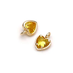 14K Gold Plated Heart Birthstone（Cubic Ziconia) Charm - November  ( Loop on the side way)