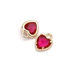 14K Gold Plated Heart Birthstone Charm - July  ( Open Loop)
