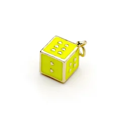 14K Gold Plated Dice Charm - Yellow