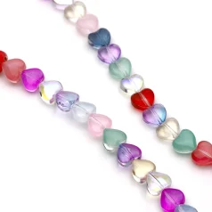 Glass Heart 8mm Mix Colour  ( Approx 50 pc/ Strands)