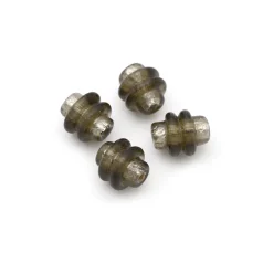 Bead, Japanese Sassoon Lampwork Glass,10mm Ringed Tube with Silverfoil - Grey (Hole Size 1.6mm)