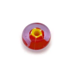 Bead, Japanese Sassoon Lampwork Glass, 18x9mm Mulit-color Donut - Alexandrite, Red/Yellow (Hole Size 3.4mm)