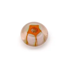 Bead, Japanese Sassoon Lampwork Glass, 18x9mm Mulit-color Donut - Rosaline, Orange/Pale Green (Hole Size 3.4mm)