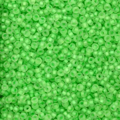 Czech Seed Beads, 10/0 - Frosted Crystal Neon Green Lined Matt (loose)