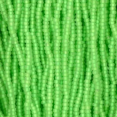 Czech Seed Beads, 11/0 - Frosted Crystal Neon Green Lined Matt (Strung)