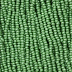 Czech Seed Beads, 11/0 - Opaque Luster Green (strung)
