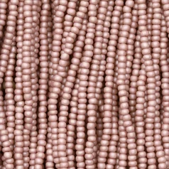 Czech Seed Beads, 11/0 - Opaque Luster Pink Dyed Chalk White (strung)