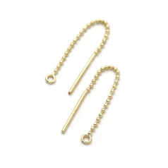 Threader earring 42.8mm ball chain with 3 mm jump ring 14K Gold Plated Nickel Free