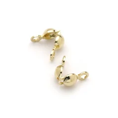 7×3.5mm Clamshell Bead Tip with 2 Closed Loop (Double Loop) –14K Gold Plated Nickel Free