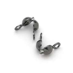 Bead Tip, 7×3.5mm Clamshell Bead Tip with 2 Closed Loop (Double Loop) – Gunmetal Plated Brass