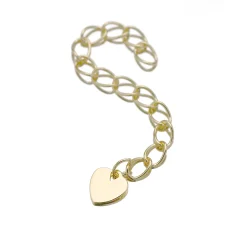 50mm Necklace Extender Chainwith 6mm Flat Heart (each link 3x5mm) – 14K Gold Plated Nickel Free