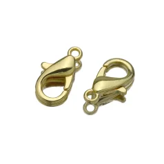 Lobster Claw Clasp  (length 15mm width 8mm) with Loop –Gold Colour Nicel Free