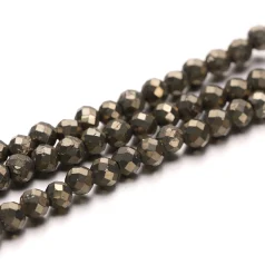 A Grade Pyrite Faceted Rounds 4mm