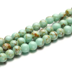 Turquoise Striped Mashan Jade Rounds, 6mm
