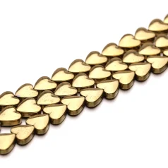 Golden Plated Hematite Heart Beads, 8X8mm