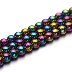 AB Color Plated Hematite Rounds, 4mm