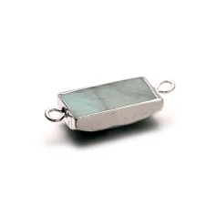Alternative view of Brazil Amazonite Edge Plated Rectangle Link  13X25mm
