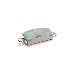 Brazil Amazonite Edge Plated Rectangle Link  13X25mm