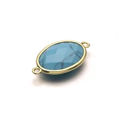 Manmade Turquoise Faceted Oval Brass Link 15X20mm