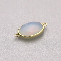 Opal Quartz Faceted Oval Brass Link 15X20mm