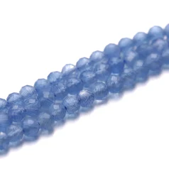 2 mm faceted Cats eye Fiber Optic - Blue