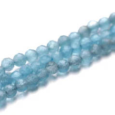 2 mm faceted Cats eye Fiber Optic - Blue Green