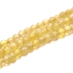 2 mm faceted Cats eye Fiber Optic - Yellow