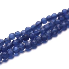 2 mm faceted Cats eye Fiber Optic - Navy