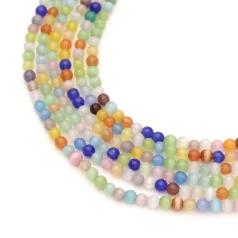 Fiber Optic Cat Eye Beads 6mm Multi Colour