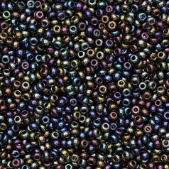 Czech Seed Beads, 10/0 - Opaque Rainbow Black (loose)