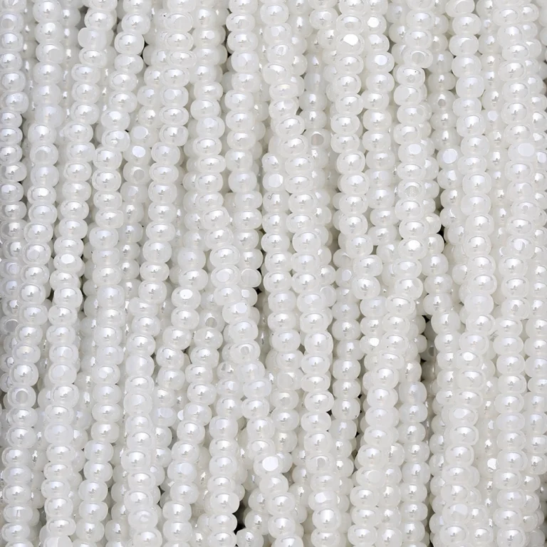 Czech Seed Beads, 11/0, Charlotte - Pearlized White (strung)