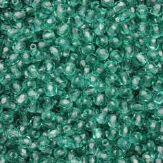 Beads, Czech Firepolish, 3mm Round, Teal Green