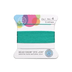 Griffin Silk Thread Size 4 Hand Dyed Dark Aqua 2m/card