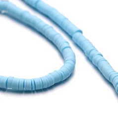 Polymer Clay Disk Beads 6mm 40cm Blue