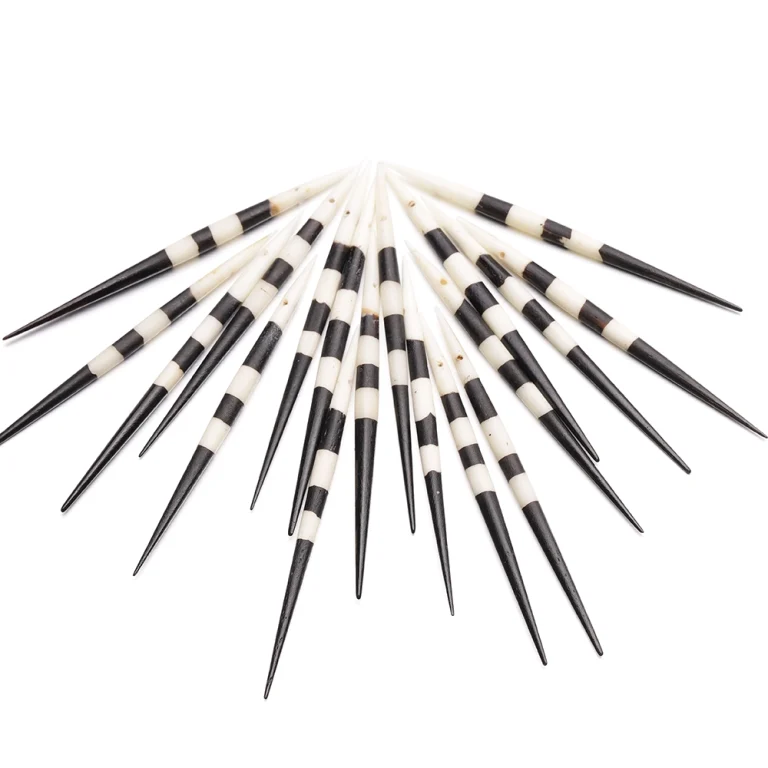 AFRICAN IMITATION PORCUPINE QUILLS, 3" ON BUFFALO BONE - Image 2