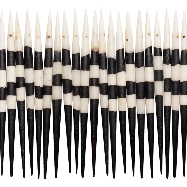 AFRICAN IMITATION PORCUPINE QUILLS, 3" ON BUFFALO BONE