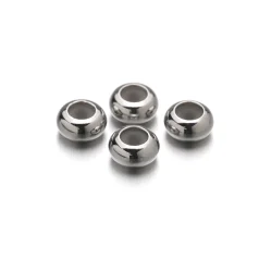 Silicone filled Stopper beads Rondelle 6mm White Gold ( hole size Approx :3 mm)