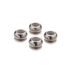 Silicone filled Stopper beads Rondelle 7mm White Gold ( hole size Approx:4 mm)