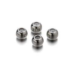 Silicone filled stopper beads round 5mm White gold  ( hole size Approx 2 mm)