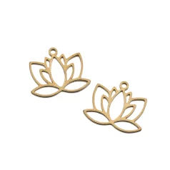 Raw Brass Lotus Flower Cutout 15.14x17.7x0.65mm