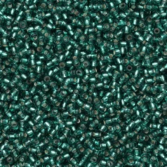 Czech Seed Beads, 10/0, Silverlined Green Aqua Round Hole (loose)