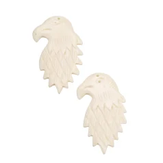 EAGLE FACE BONE PENDANT IN WHITE 55X35MM