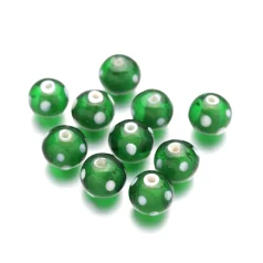 Skunk Beads Green and White 12mm